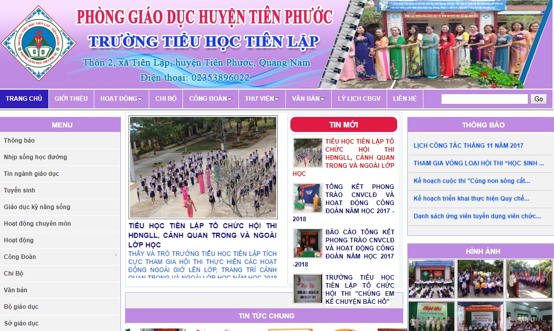 Hệ thống website trường tiểu học Tiên Lập - Huyện Tiên Phước
