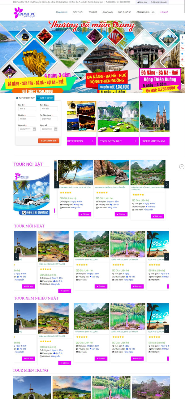 Hệ thống website đặt tour du lịch